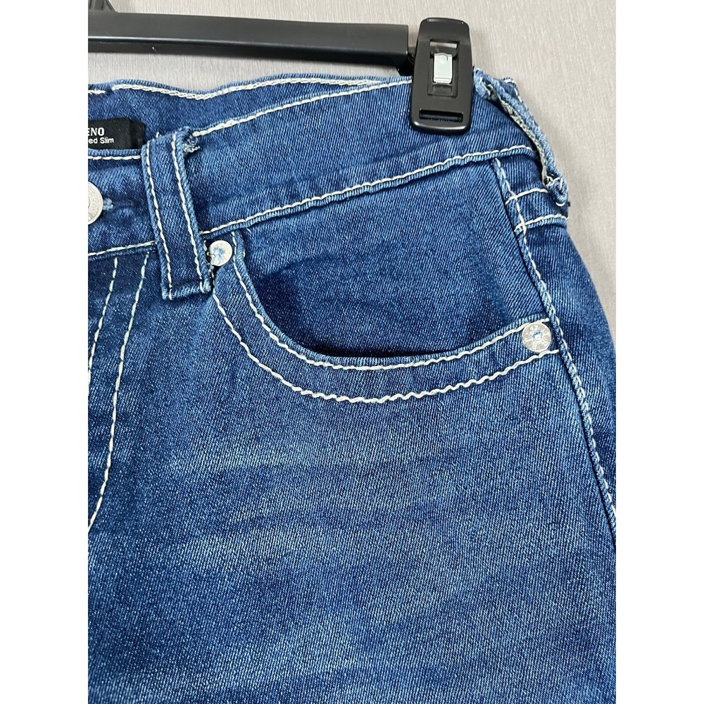 True Religion Jeans Mens 31 Geno Relaxed Slim Blue Contrast Stitch EUC - Picture 9 of 13